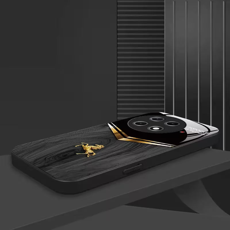OnePlus - Black Textured Golden Horse Pattern Case
