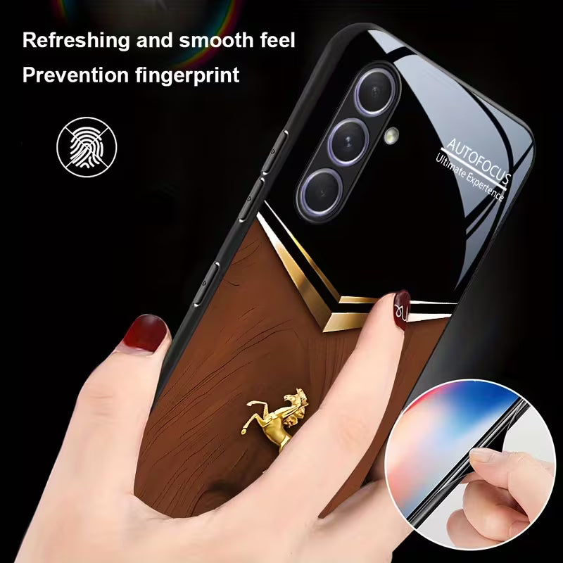 Galaxy S Series - Glossy Tempered Golden Horse Case