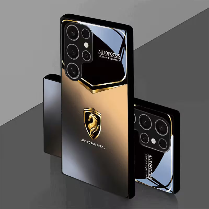 Galaxy S Series - Golden Brown Horse Emblem HD Pattern Case