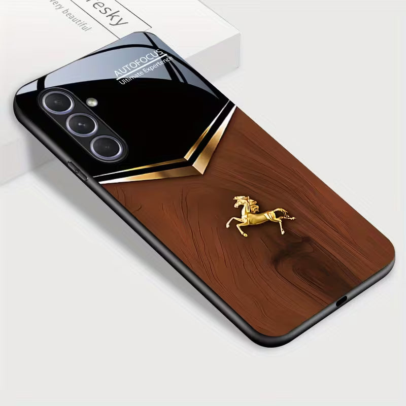 Galaxy S Series - Glossy Tempered Golden Horse Case