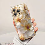 Metallic Flower Pattern Glass Case