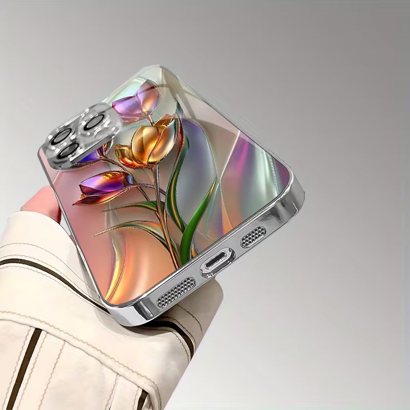 Luxurious 3D Tulip Pattern Glass Case