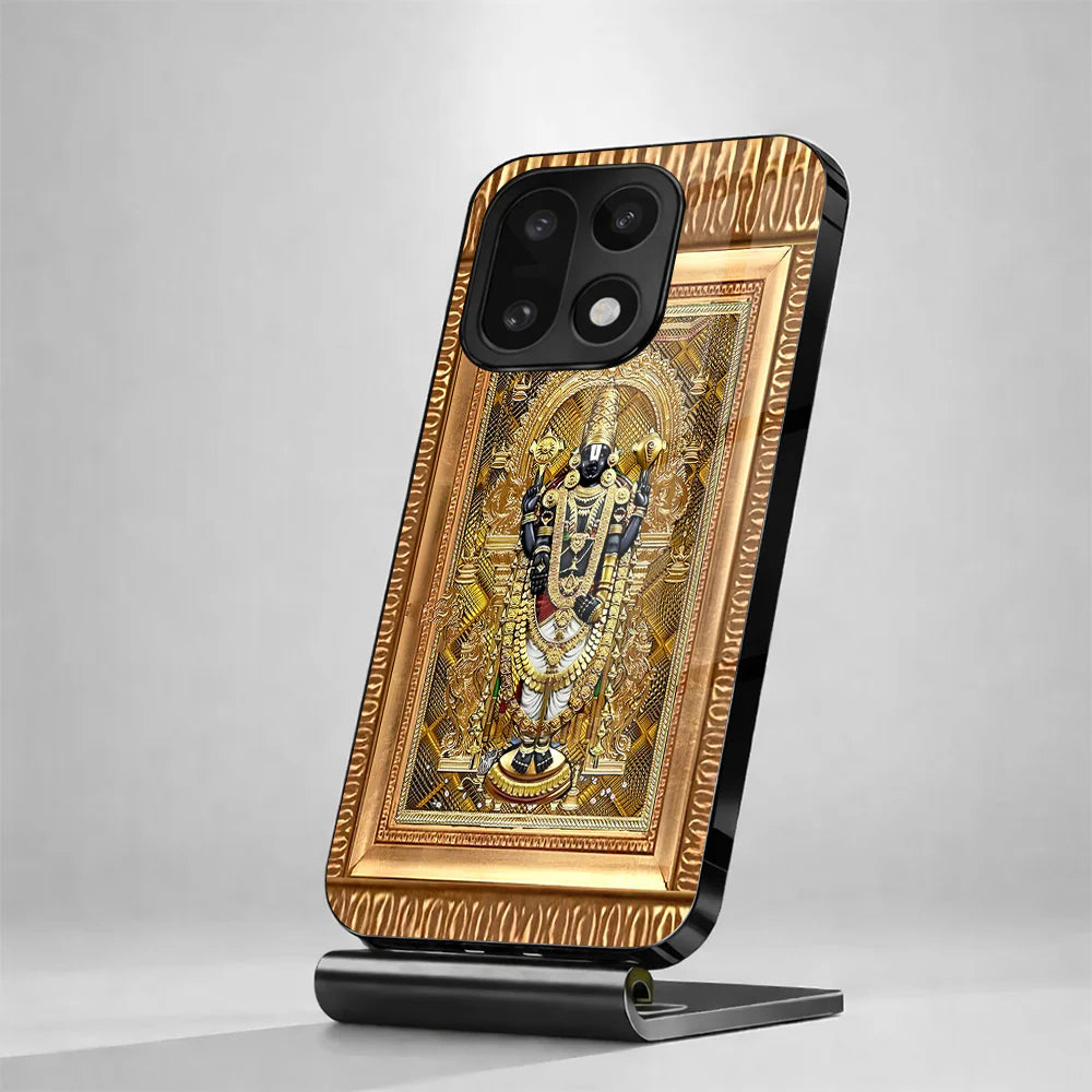 Golden Tirupati Balaji Glass Case