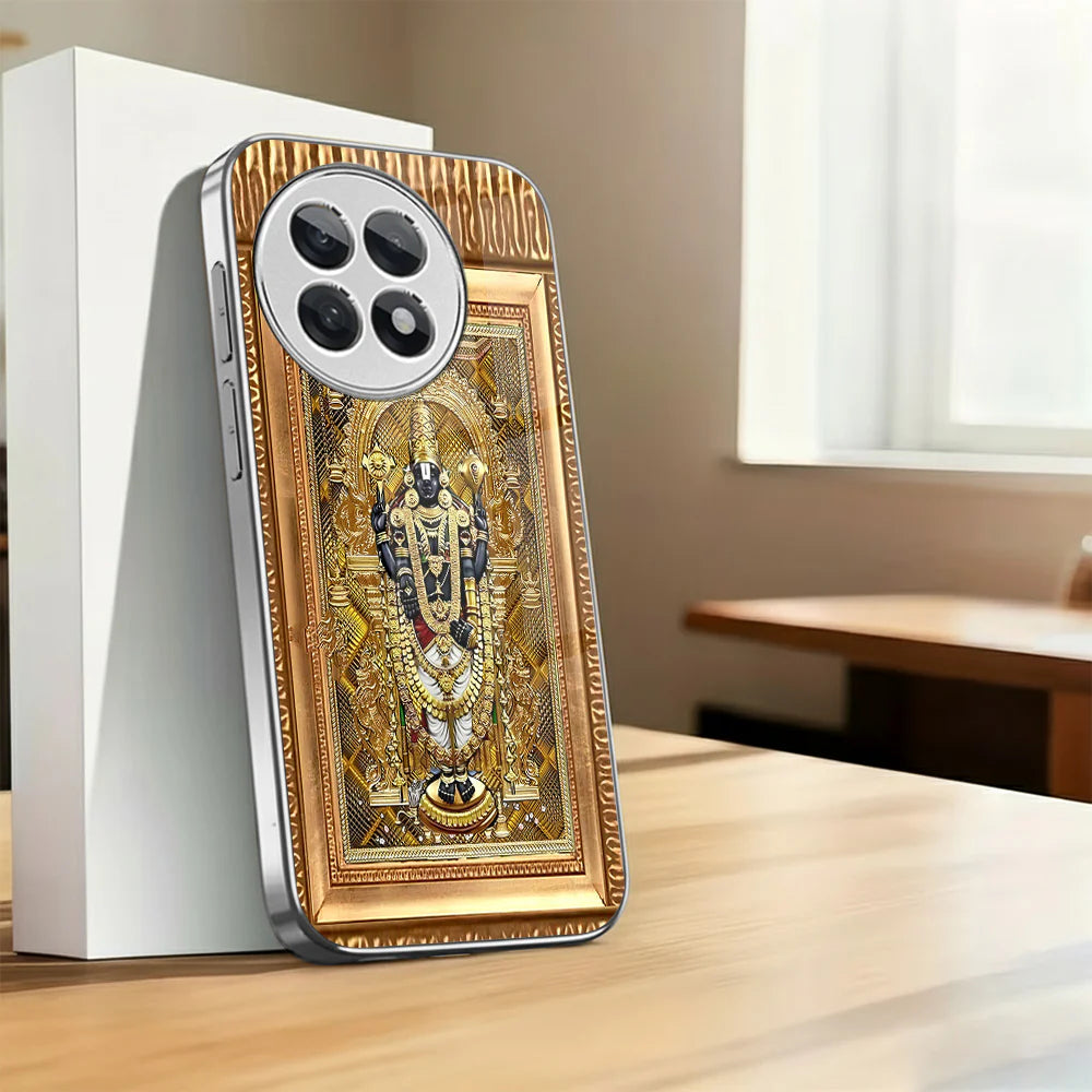 Golden Tirupati Balaji Glass Case