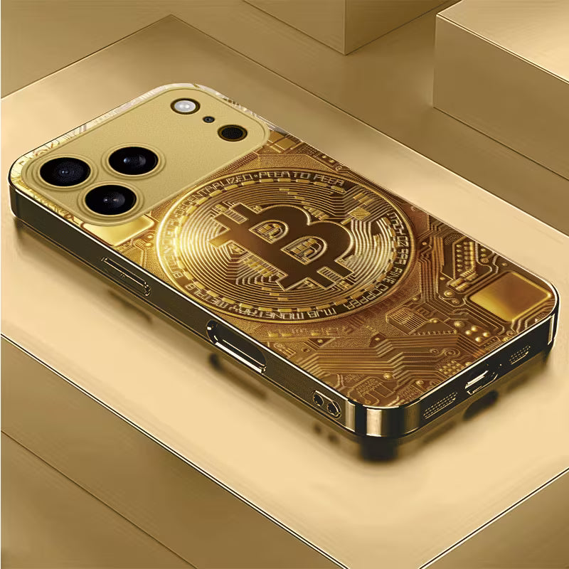 Golden Bitcoin Emblem with Circuit Board Background Case