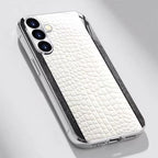 White Crocodile Pattern Electroplated Silver Glass Case