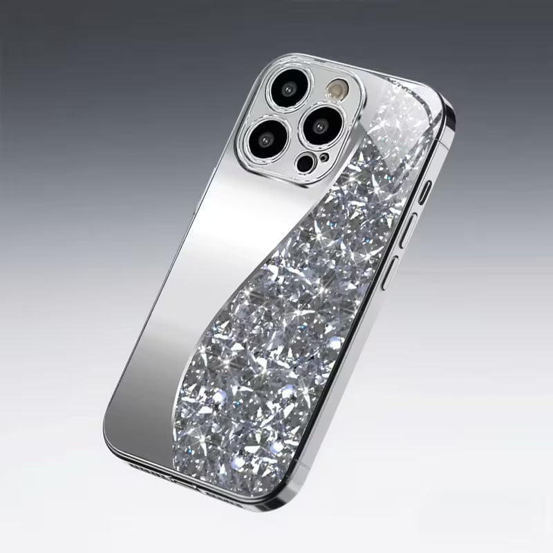 Silver Curved Gemstone Pattern Glass Case