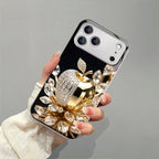 Elegant Golden Crystal Pattern Glass Case