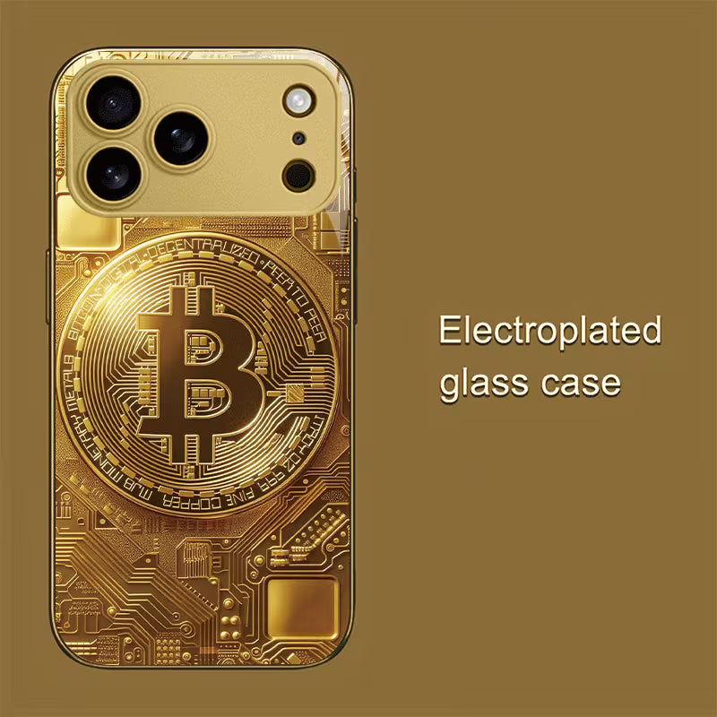 Golden Bitcoin Emblem with Circuit Board Background Case