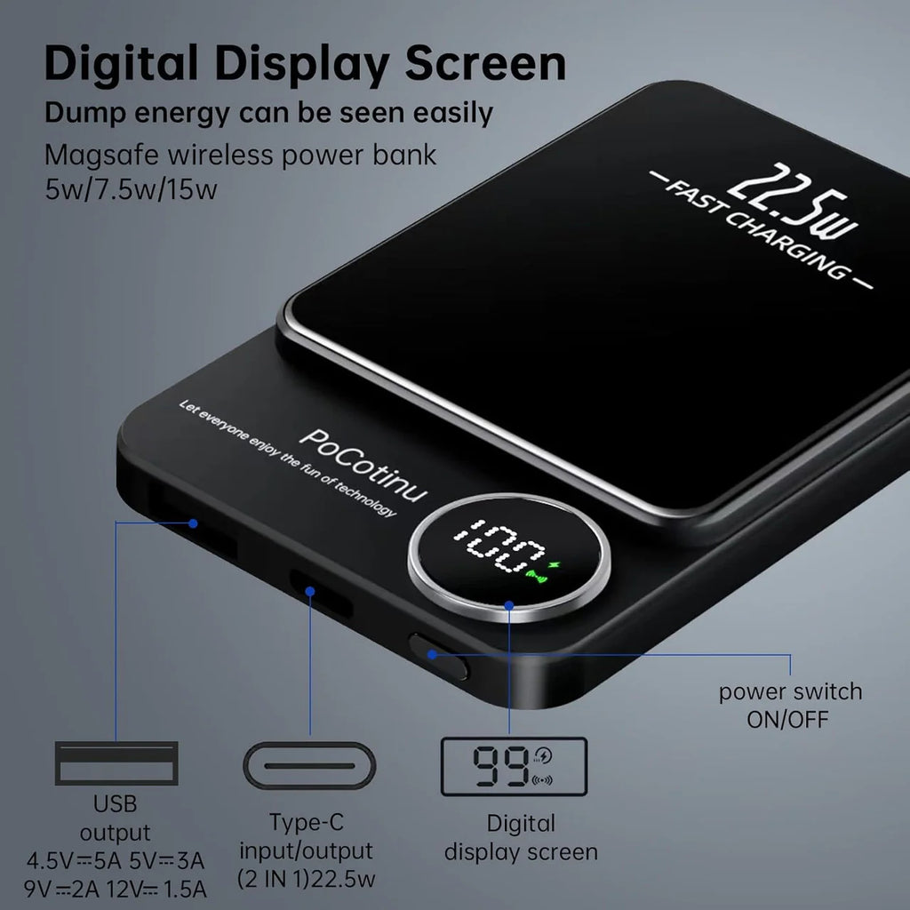 22.5 W Ultra-thin Magnetic Power Bank