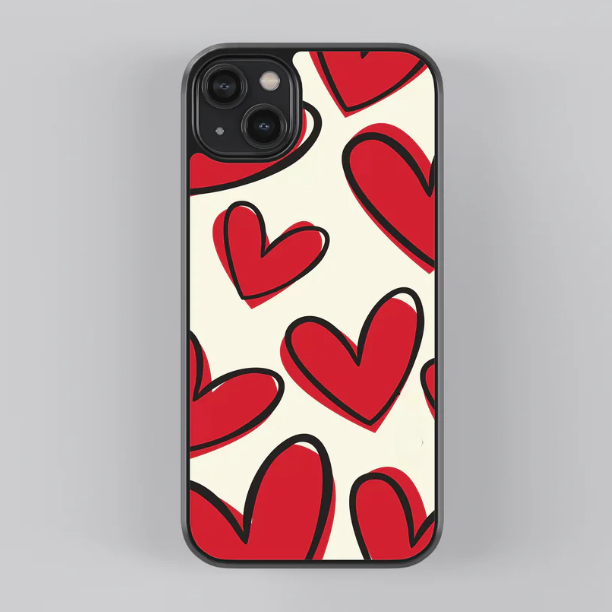 Heart Sketch Pattern Case
