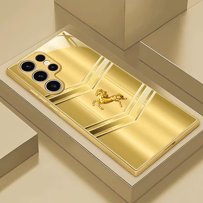 Premium Gold Metallic Glass Hard Case