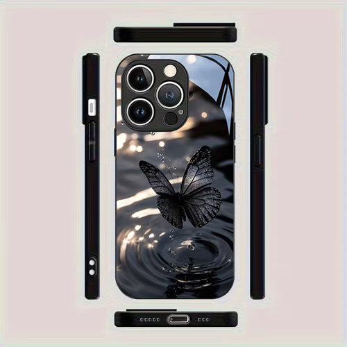 Black Crystal Butterfly Water Drop Pattern Case