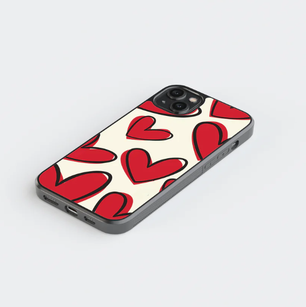 Heart Sketch Pattern Case