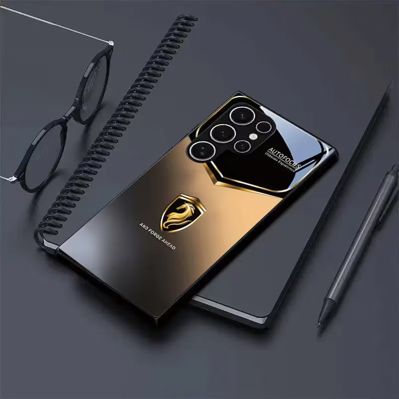 Galaxy S Series - Golden Brown Horse Emblem HD Pattern Case
