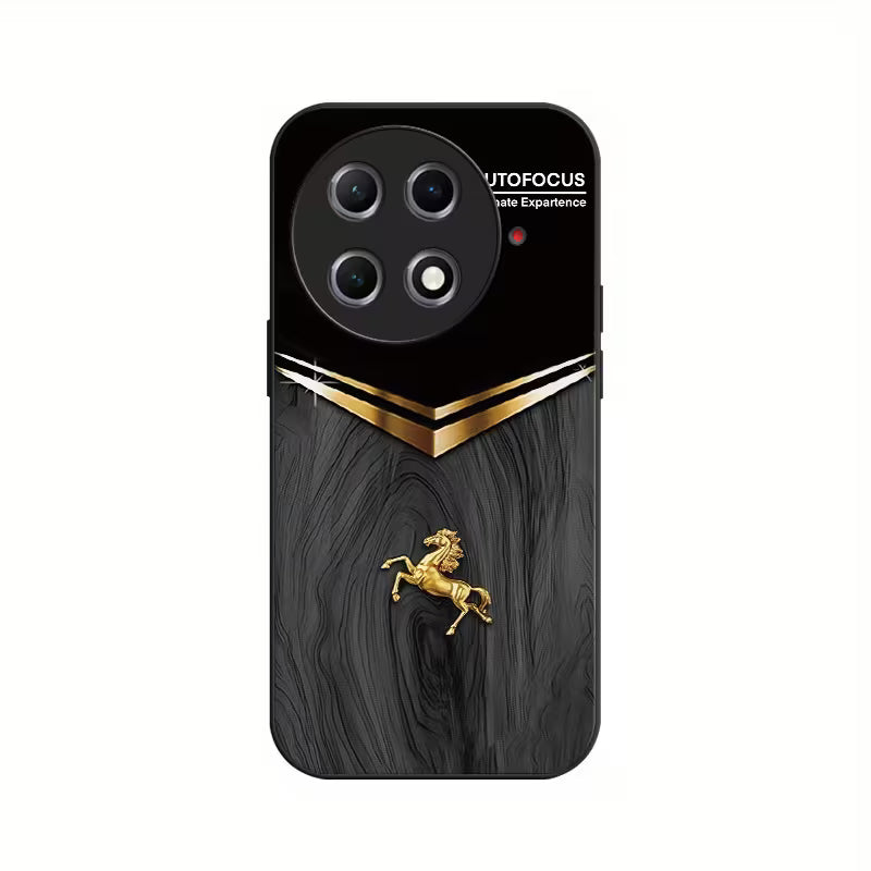 OnePlus - Black Textured Golden Horse Pattern Case