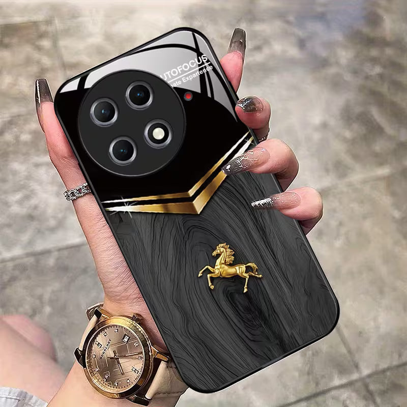 OnePlus - Black Textured Golden Horse Pattern Case