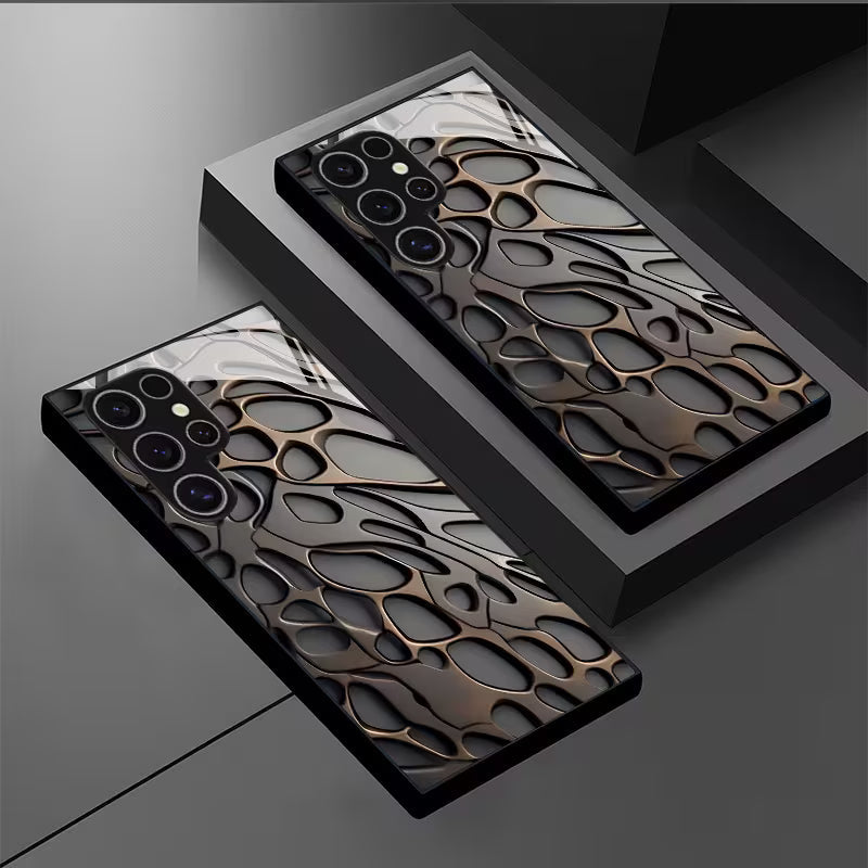 Metallized Honeycomb Texture Premium Glass Case