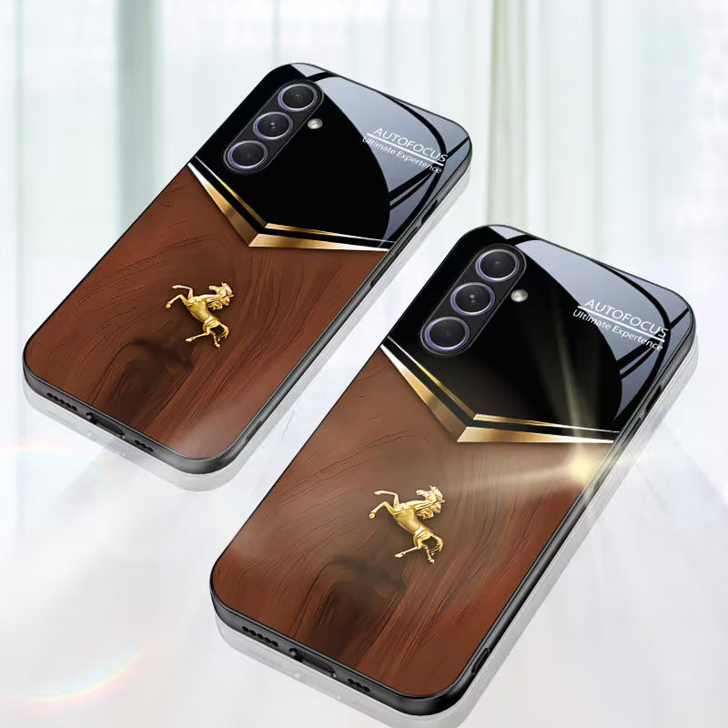 Galaxy S Series - Glossy Tempered Golden Horse Case