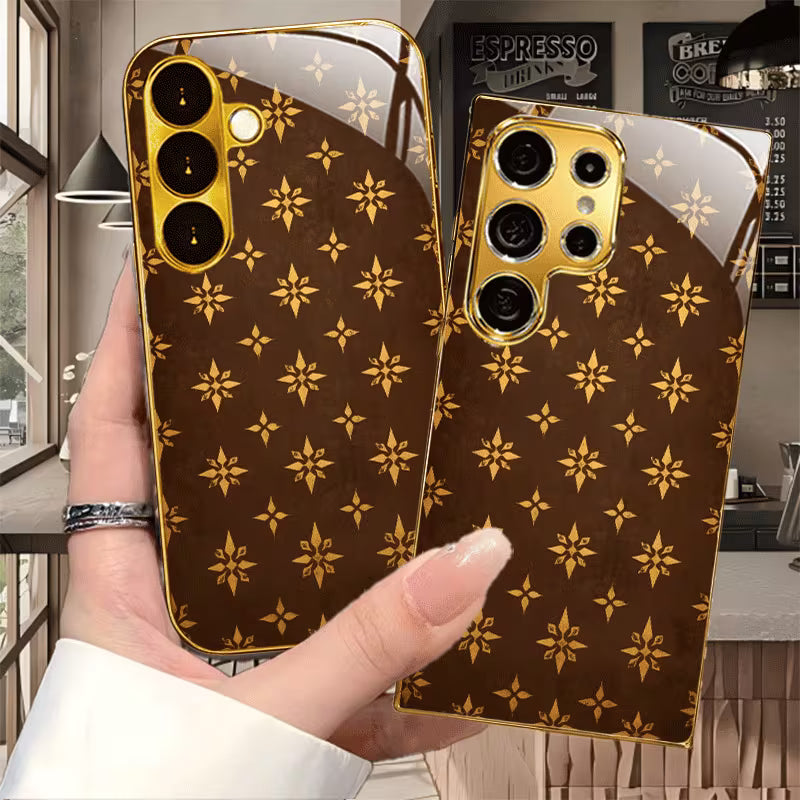 Galaxy S Series - Vintage Golden Patterned Electroplated Case