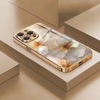 Metallic Flower Pattern Glass Case