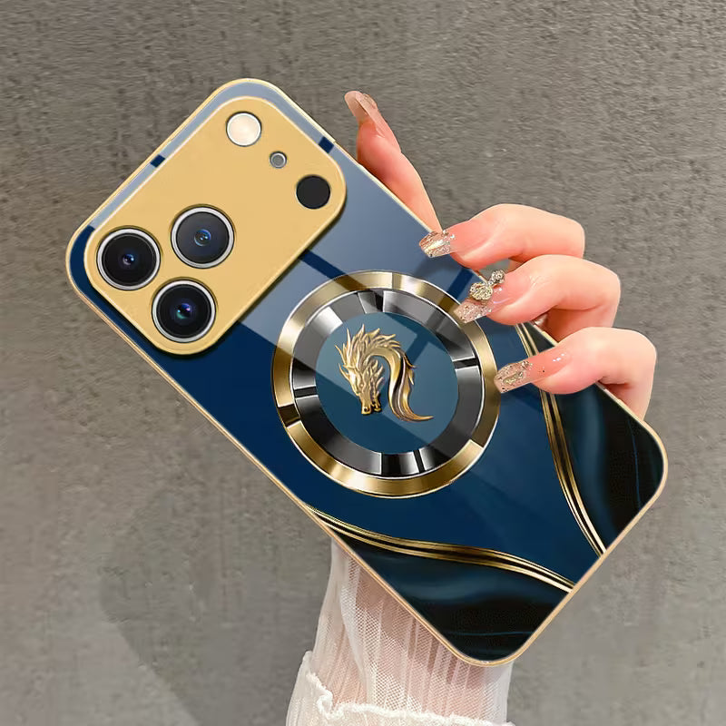 Metal Lens Ring Glass Phone Case