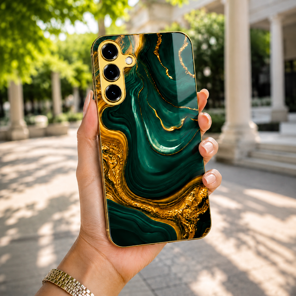 Galaxy - Green Gold Agate Case