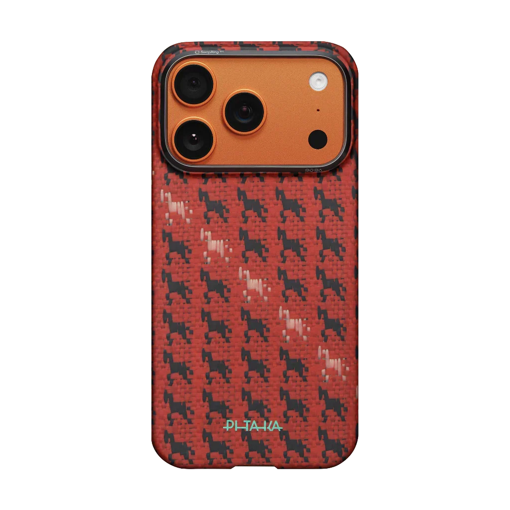 Crimson Houndstooth Texture Case
