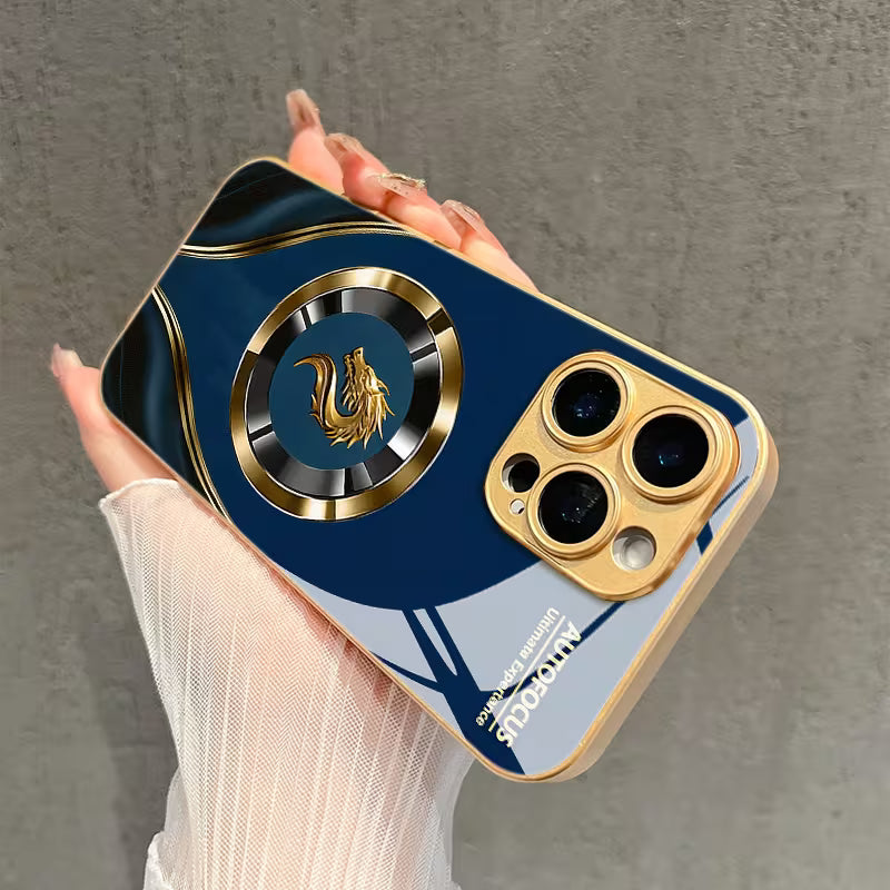 Metal Lens Ring Glass Phone Case