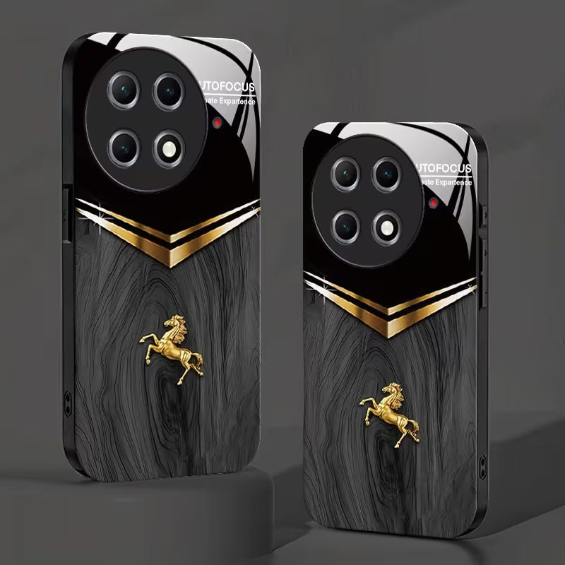 OnePlus - Black Textured Golden Horse Pattern Case