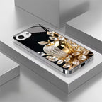 Elegant Golden Crystal Pattern Glass Case