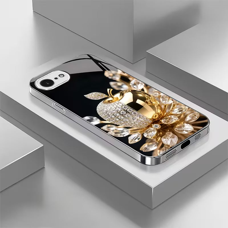 Elegant Golden Crystal Pattern Glass Case