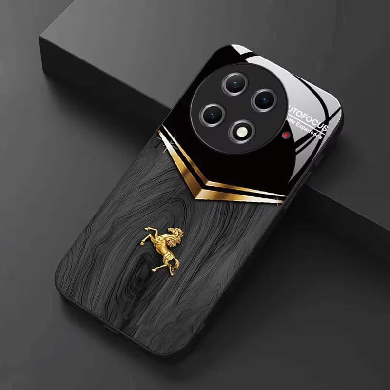 OnePlus - Black Textured Golden Horse Pattern Case