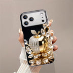 Elegant Golden Crystal Pattern Glass Case