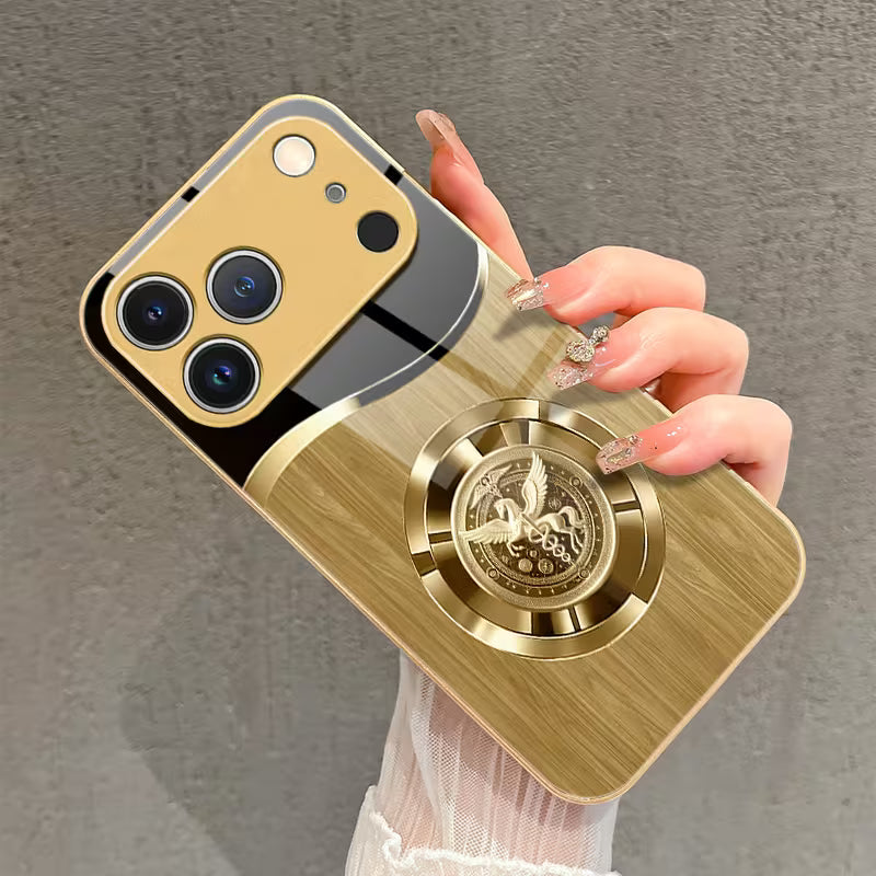 Metallic Pegasus Patterned Glass Case