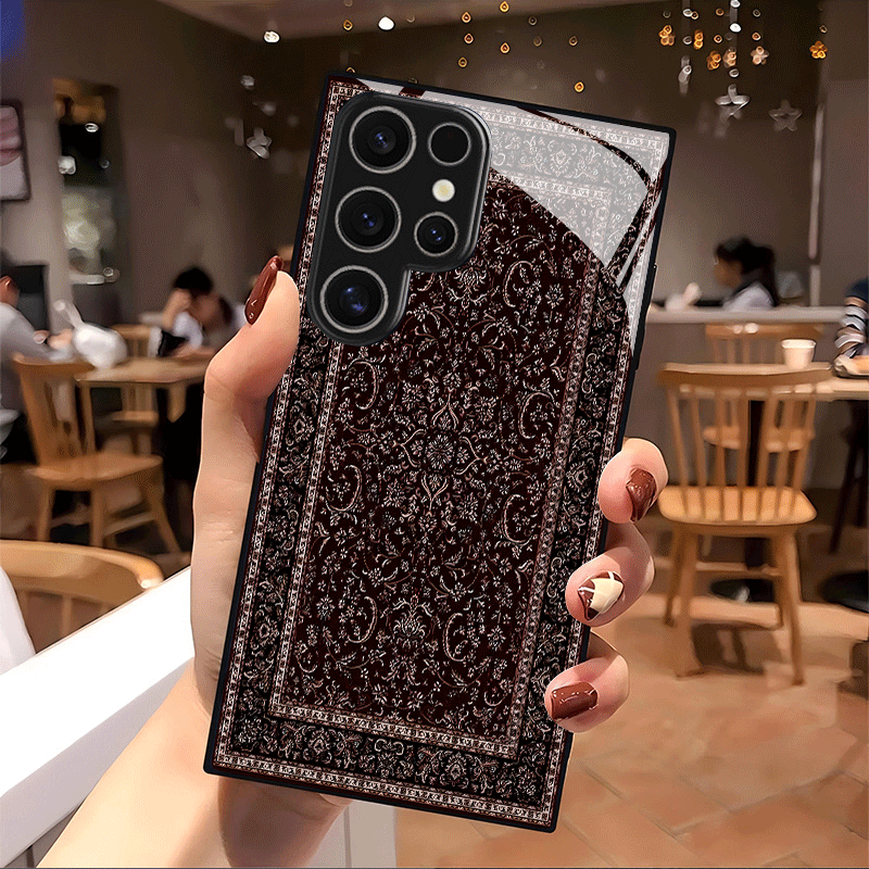 Galaxy S Series - Vintage Pattern Black Border Glass Case