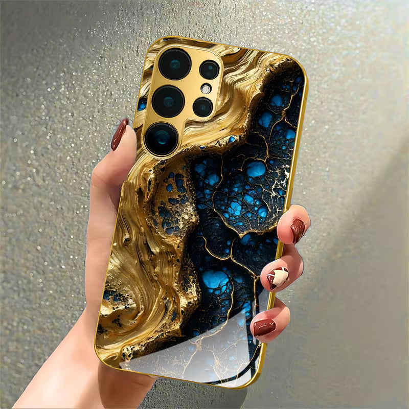 Beautiful Stone Pattern Electroplated Golden Case