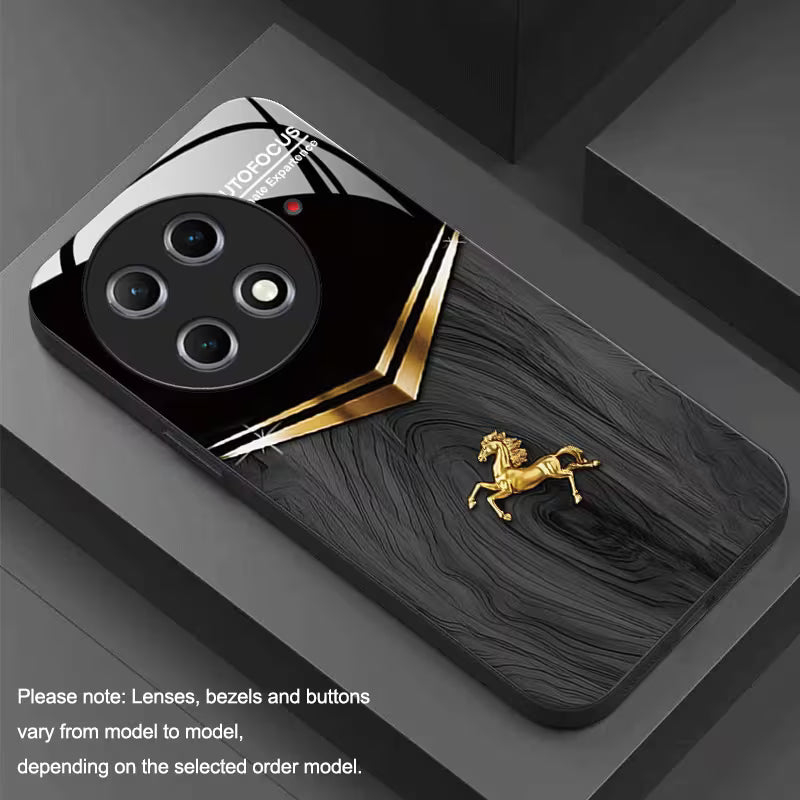 OnePlus - Black Textured Golden Horse Pattern Case