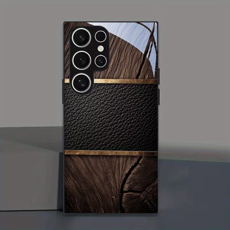 Golden Luxury Pattern Tempered Glass Case