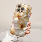 Metallic Flower Pattern Glass Case