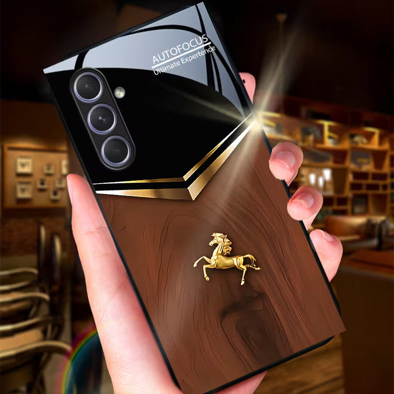 Galaxy S Series - Glossy Tempered Golden Horse Case