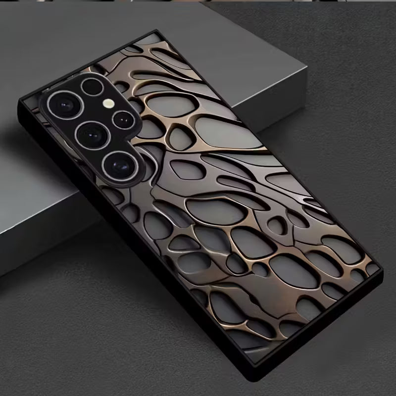Metallized Honeycomb Texture Premium Glass Case